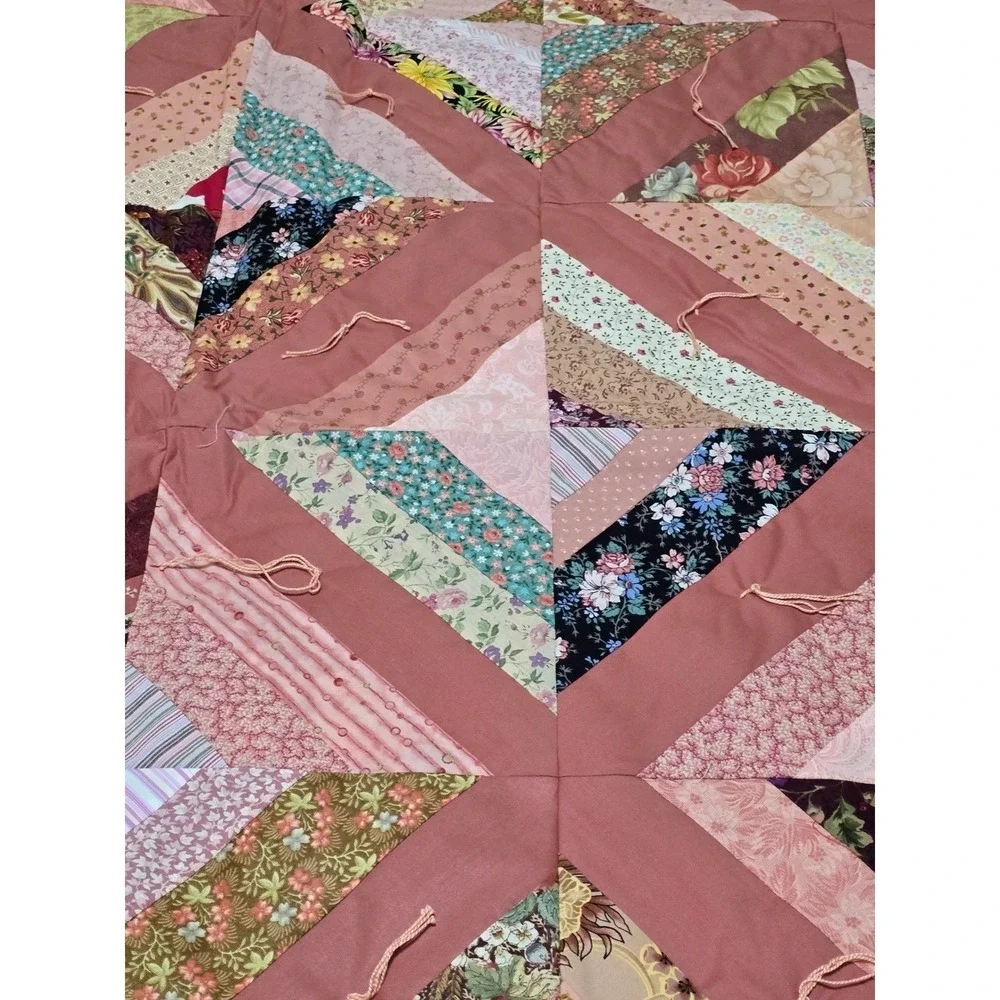 New Fresh Handmade Patchwork Quilt Pink Floral‎ Boho Body Throw Blanket /0189